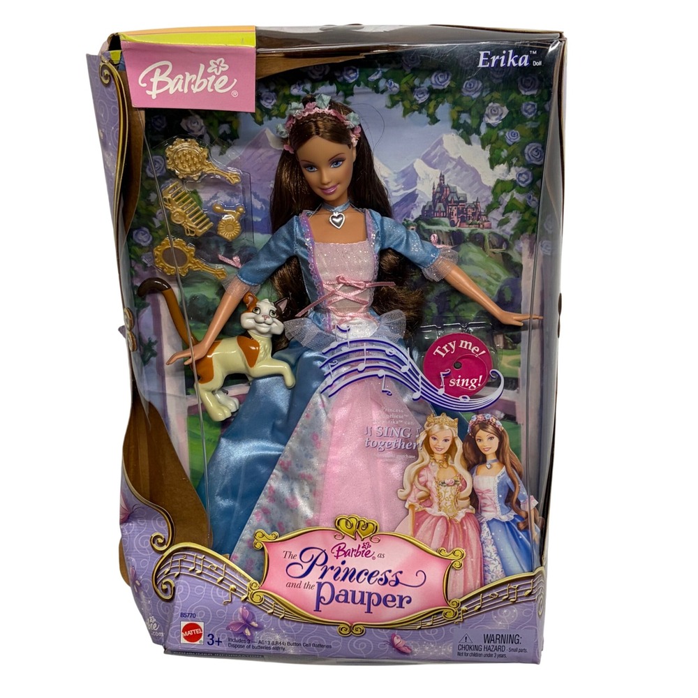 Doesn't Sing Barbie The Princess and the Pauper Erika Doll 2004 NIB Damaged